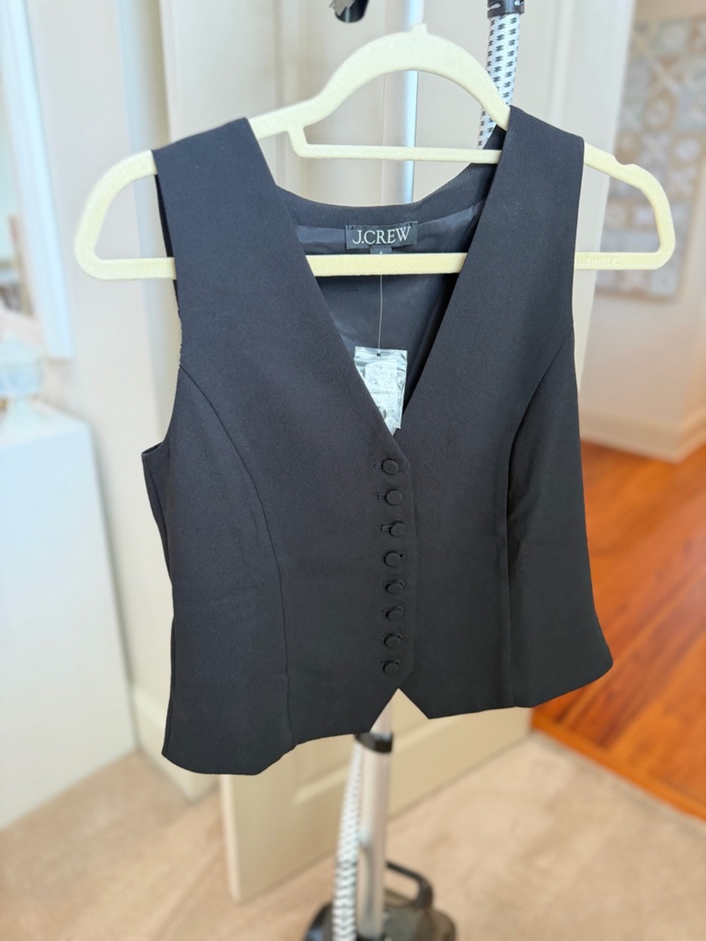 J.Crew Black Sleeveless Button-Front Vest